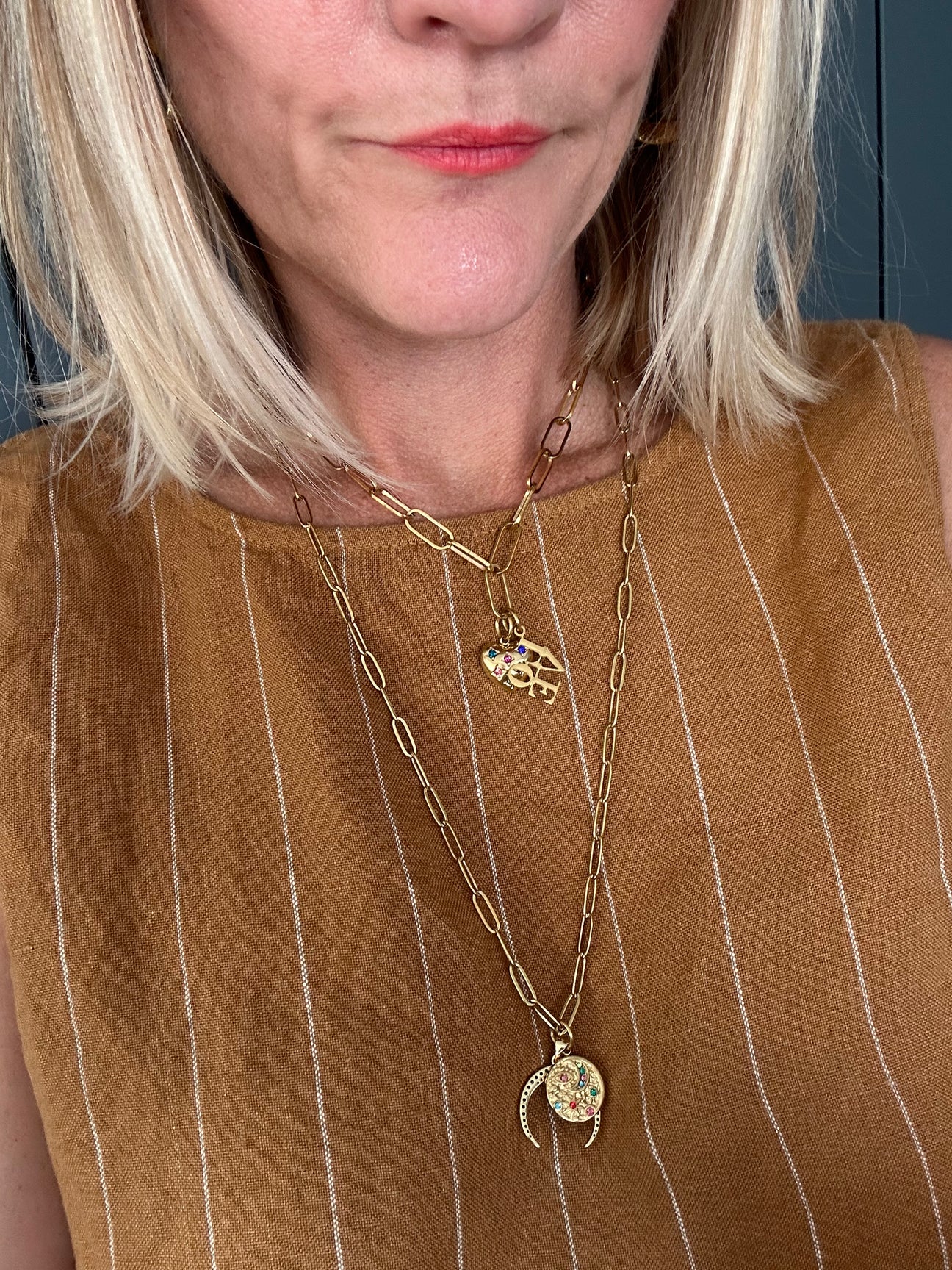 Long Moon & Stars Necklace - Gold Plated