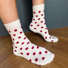 Luxe Cotton Polka Dot Socks - Ecru/Red