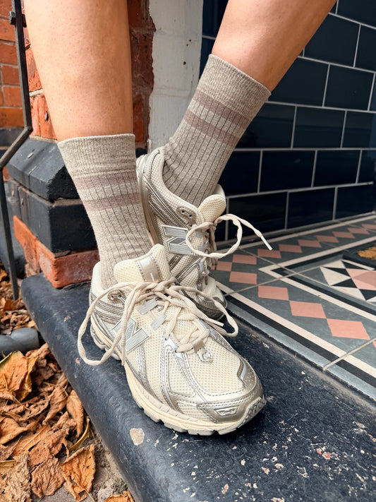Luxe Cotton Socks - Oatmeal and Gold
