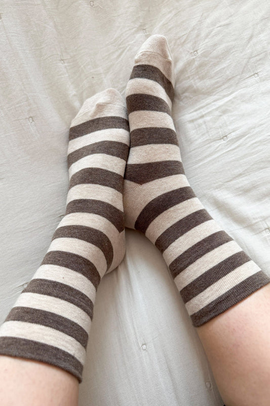 Wally Socks - Wide Brown Stripe