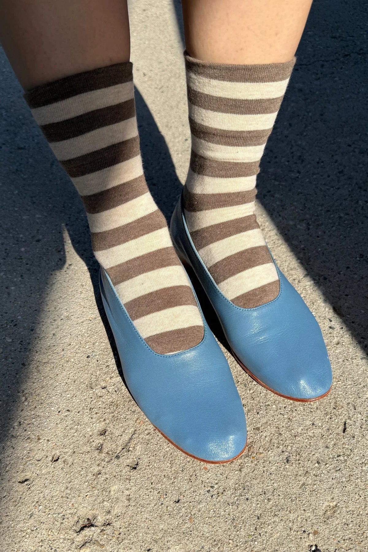 Wally Socks - Wide Brown Stripe