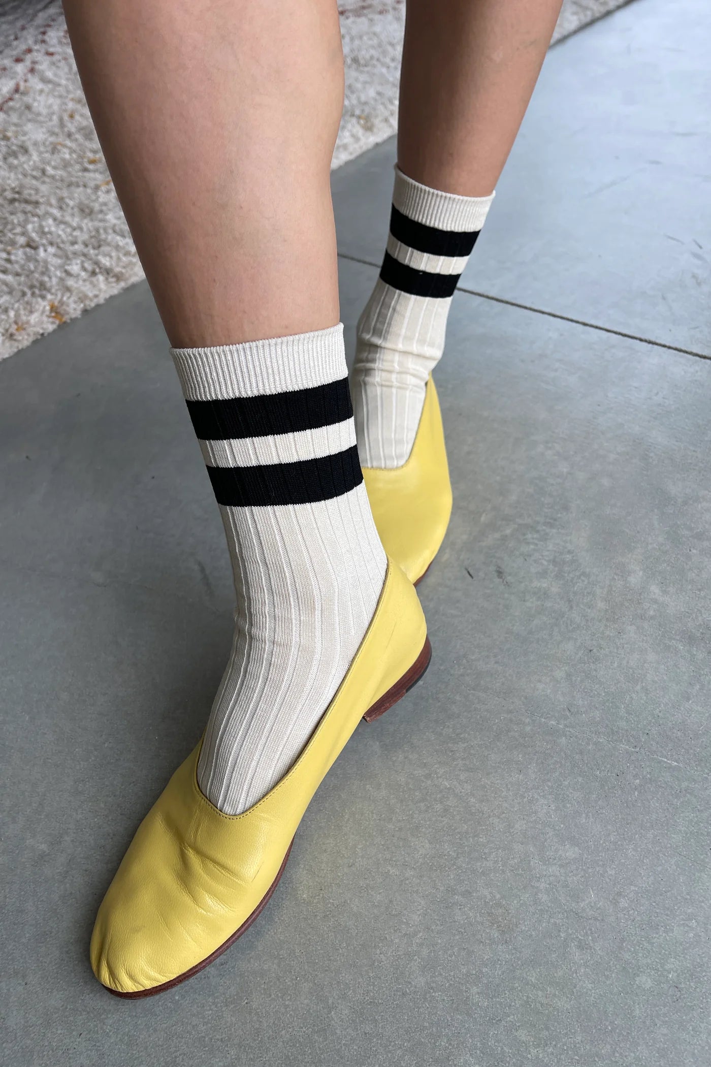 Varsity Socks - Cream & Black