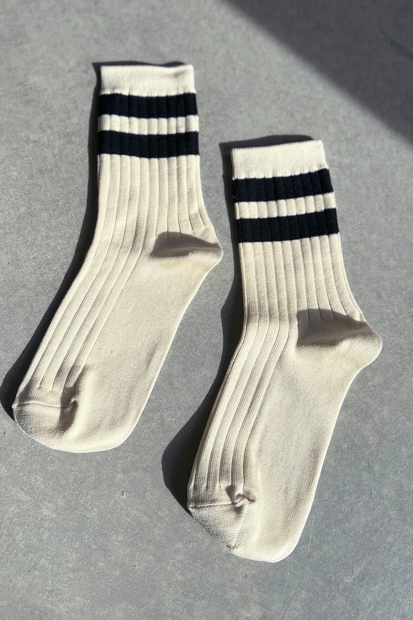 Varsity Socks - Cream & Black