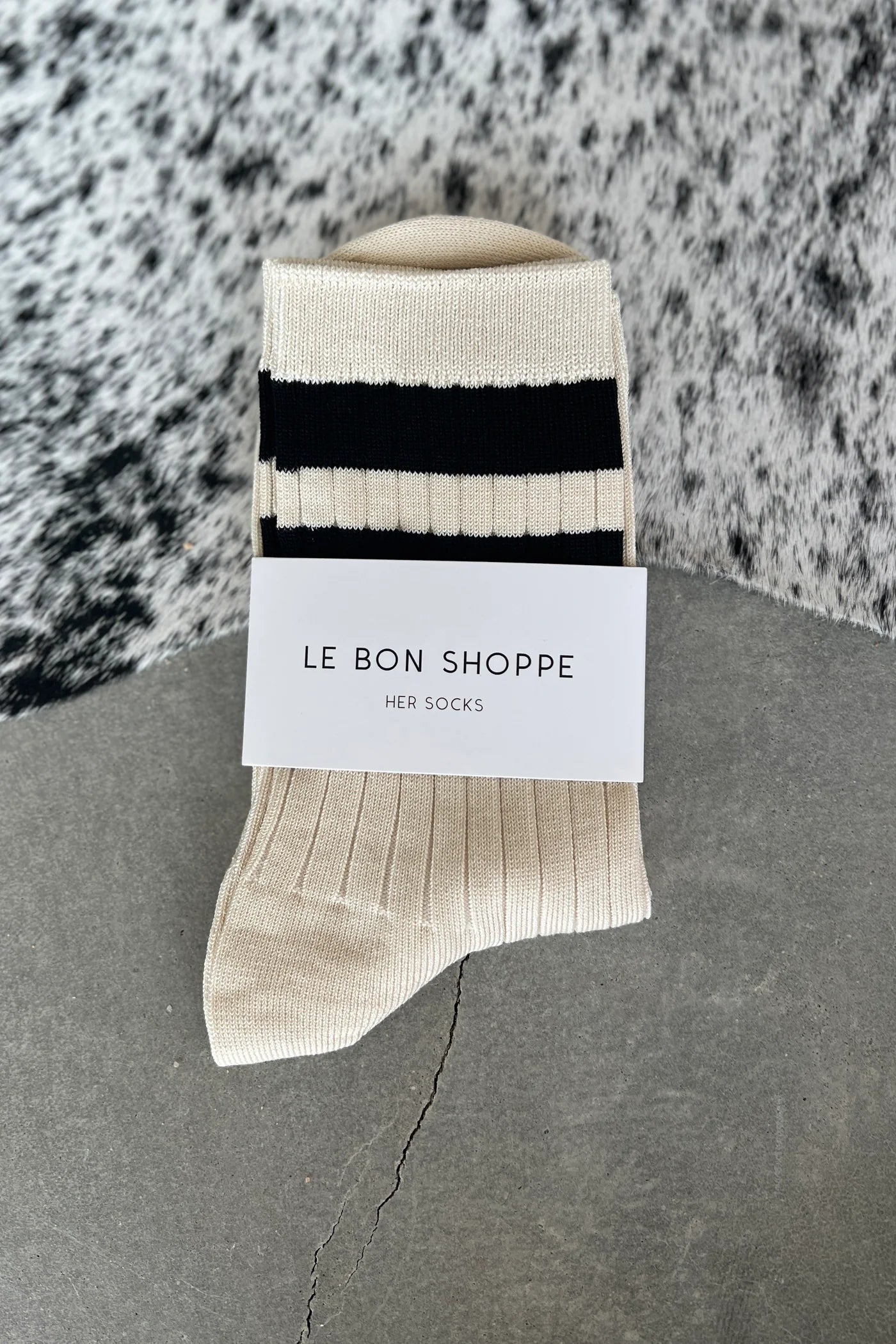 Varsity Socks - Cream & Black