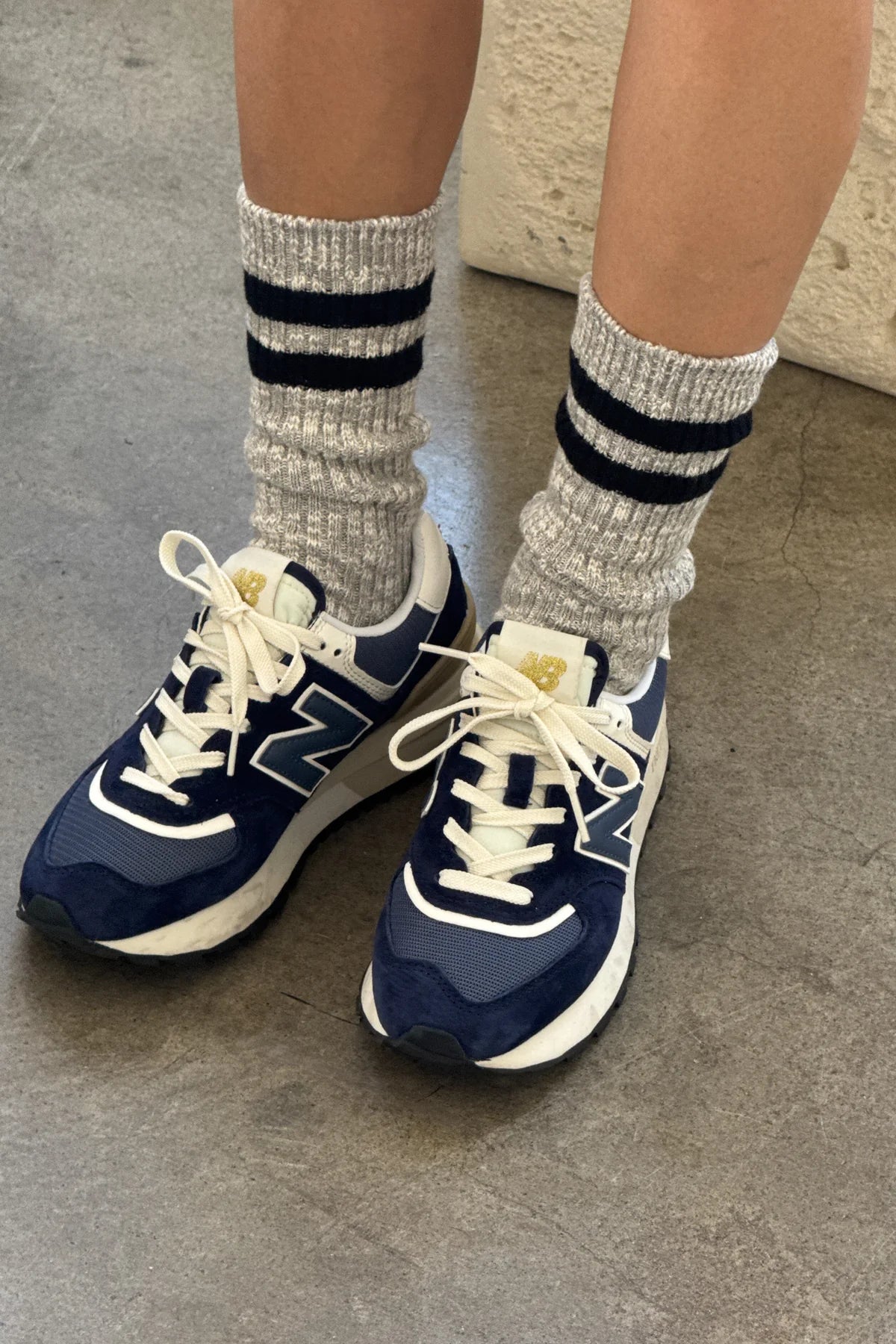 Cottage Socks - Varsity Grey With Black Stripe