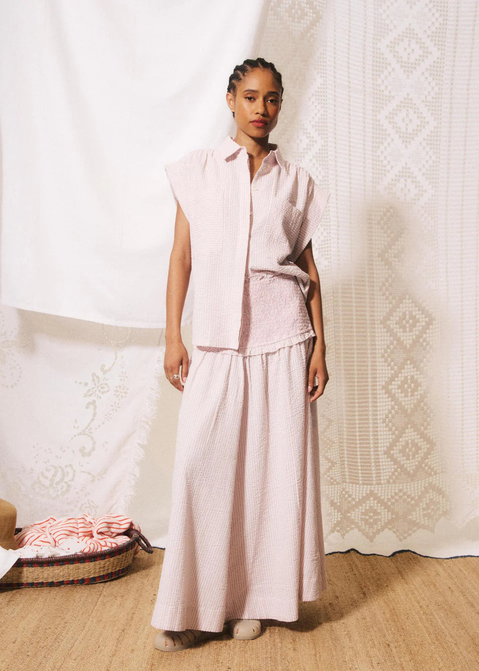 Gaetana Shirt - Rose/Grey Stripe