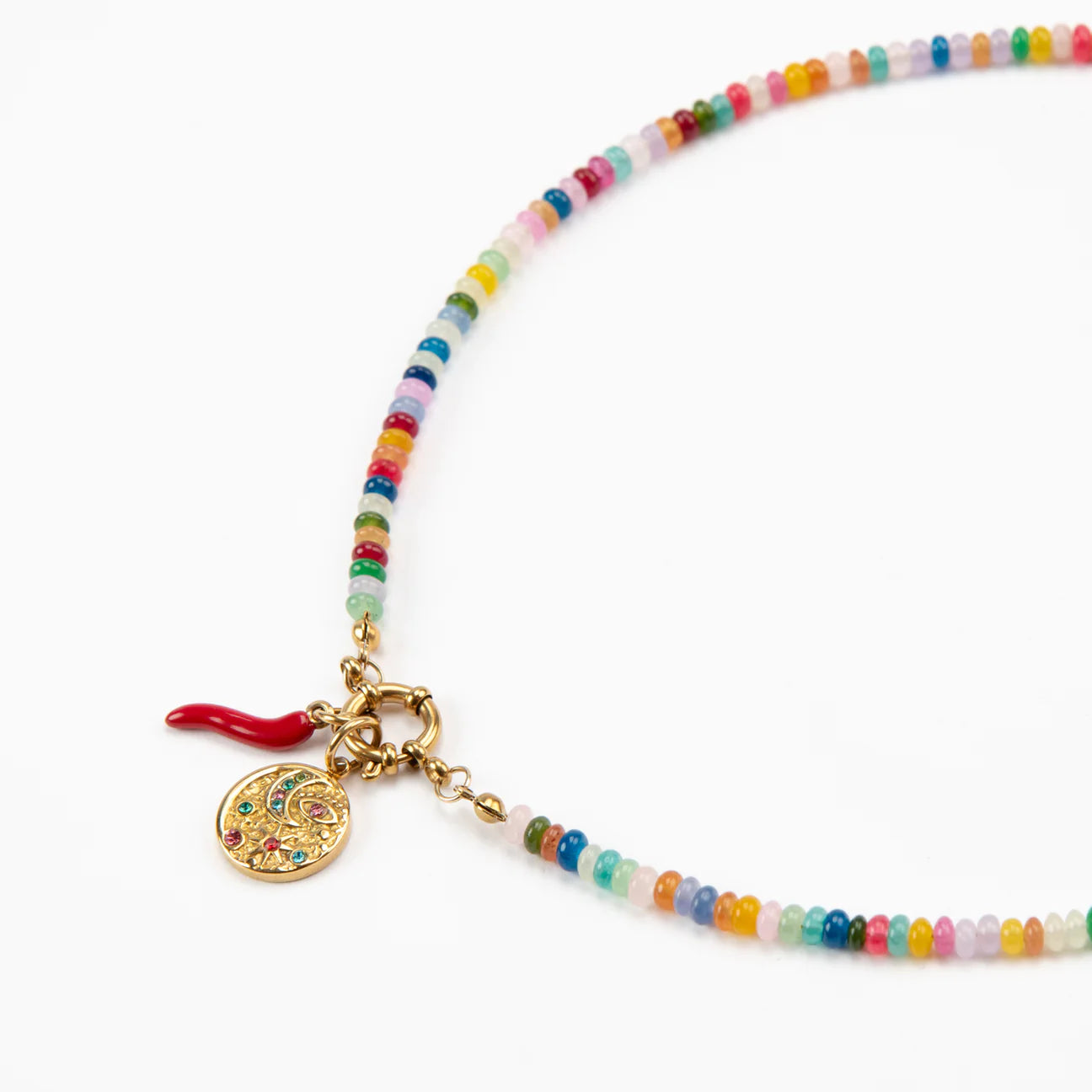 Gold Rainbow Jenni Slim Beaded Necklace