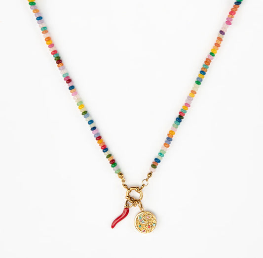 Gold Rainbow Jenni Slim Beaded Necklace