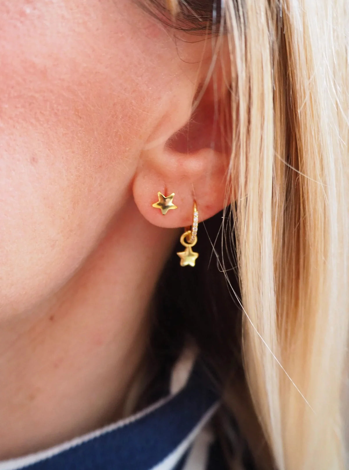Jessie Gold Plated Lightning Bolt & Star Huggie Earrings