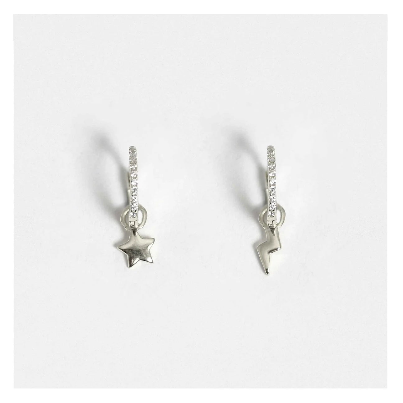 Jessie Silver Plated Lightning Bolt & Star Huggie Earrings