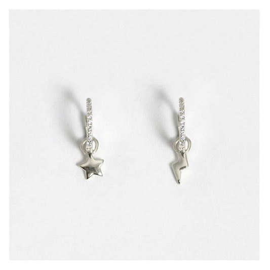 Jessie Silver Plated Lightning Bolt & Star Huggie Earrings