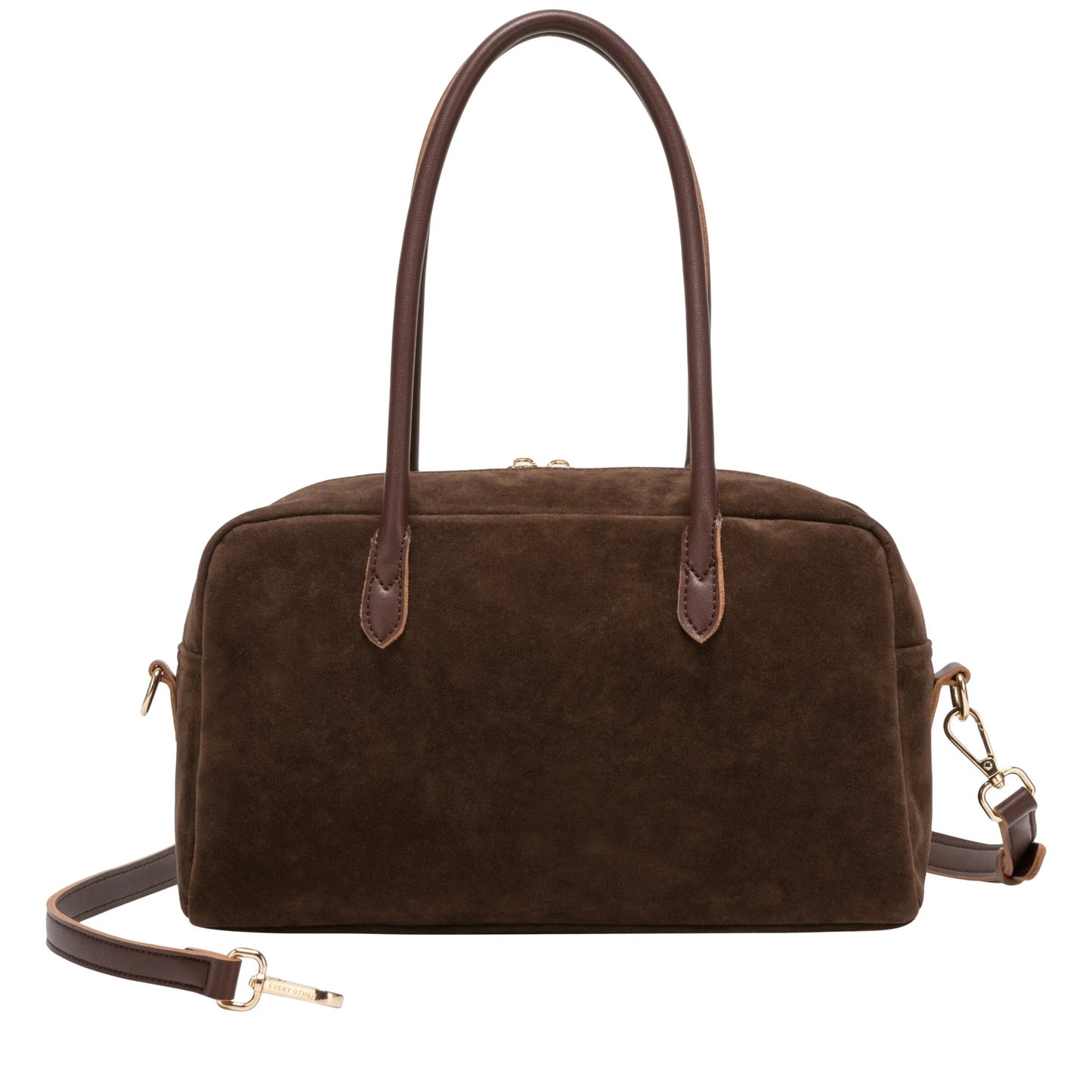 Suede Effect Bowling Bag - Brown