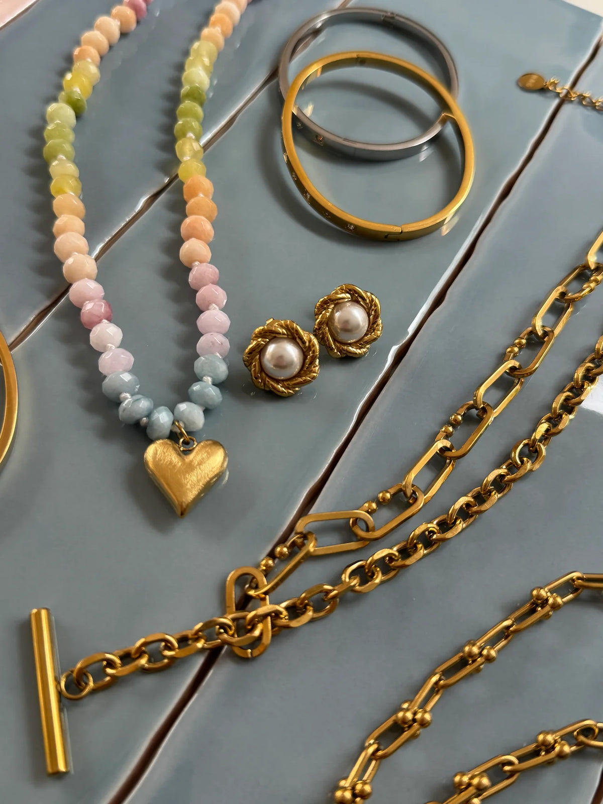 Libbie Pastel Stone Heart Necklace
