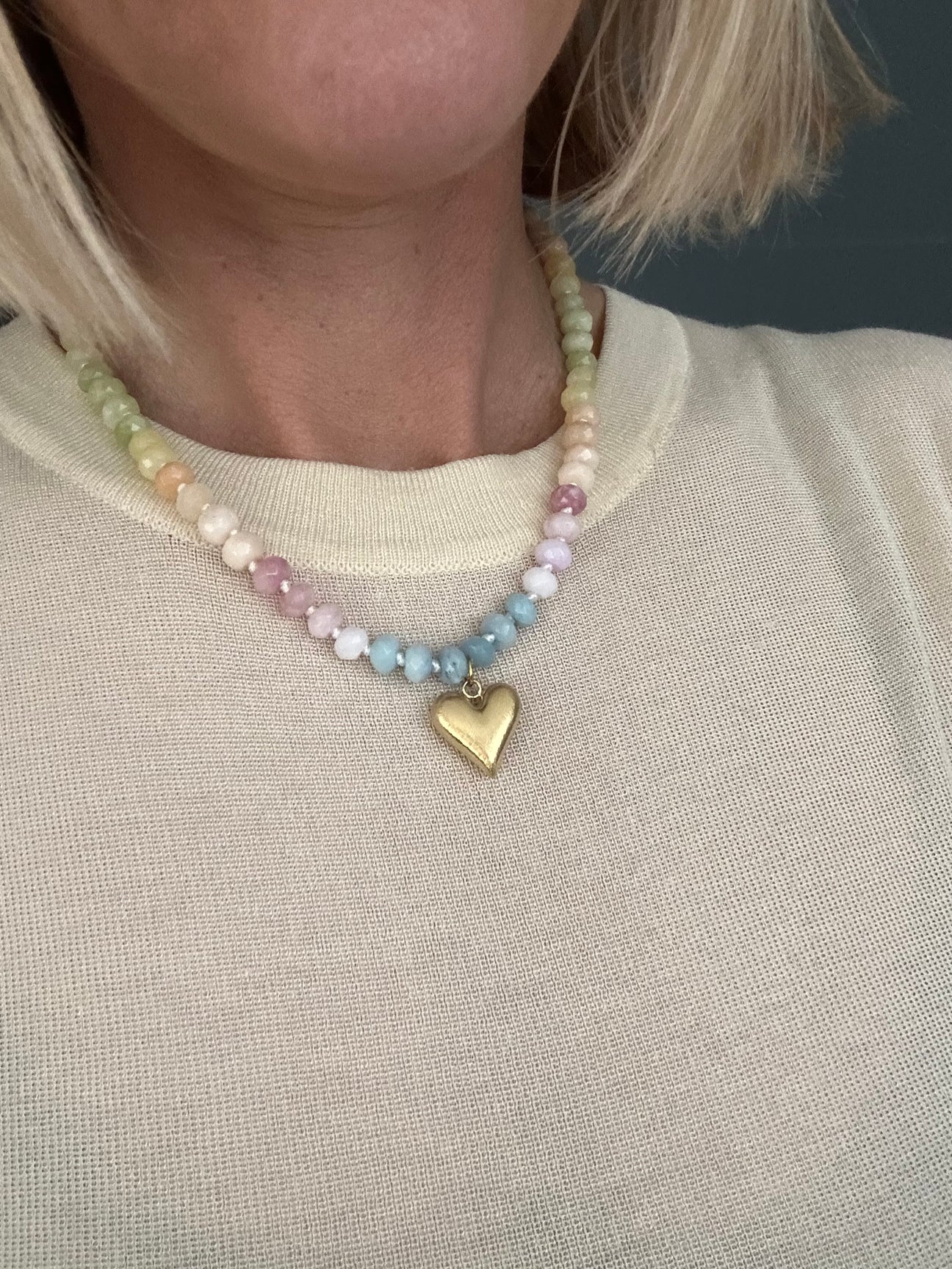Libbie Pastel Stone Heart Necklace