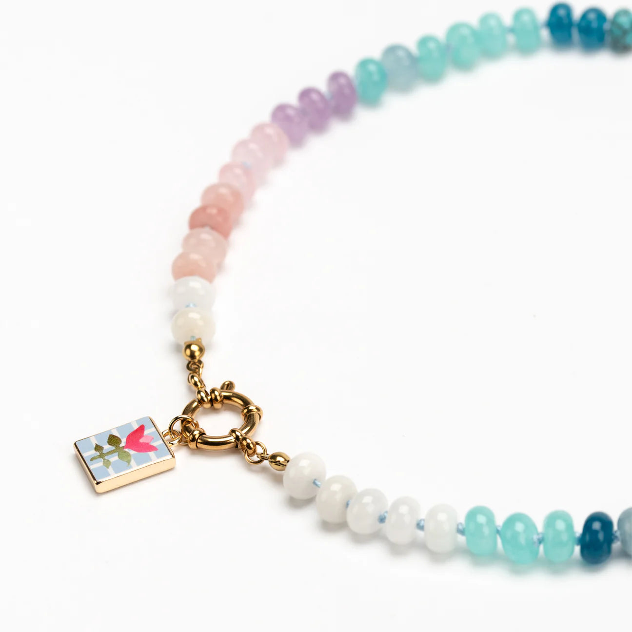 Pale Blue & Lilac Candy Bead Magnolia Necklace
