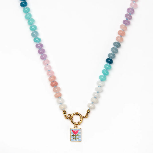Pale Blue & Lilac Candy Bead Magnolia Necklace