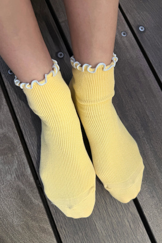 The Petite Ruffled Modal Socks - Butter & Baby Blue