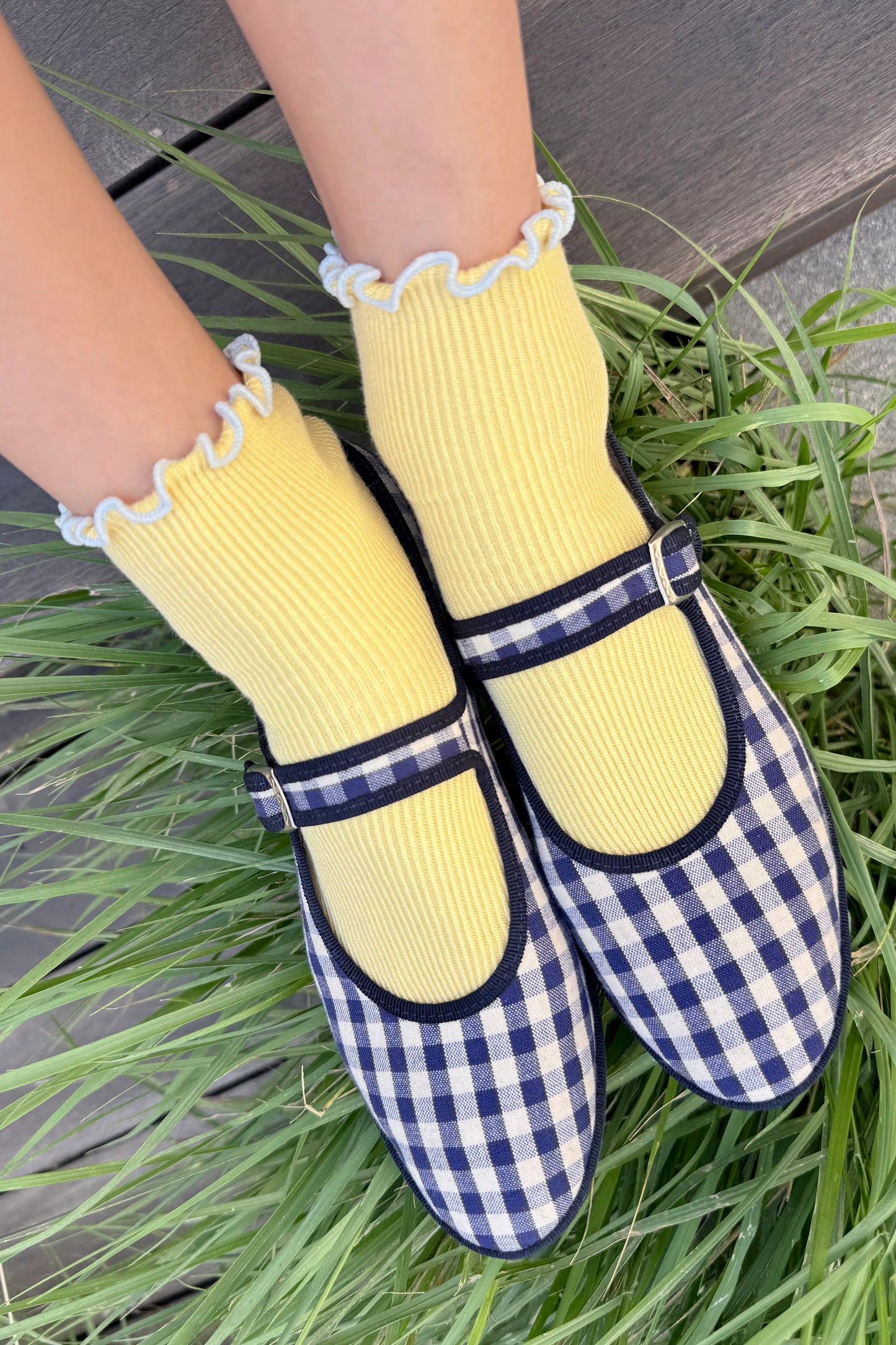 The Petite Ruffled Modal Socks - Butter & Baby Blue