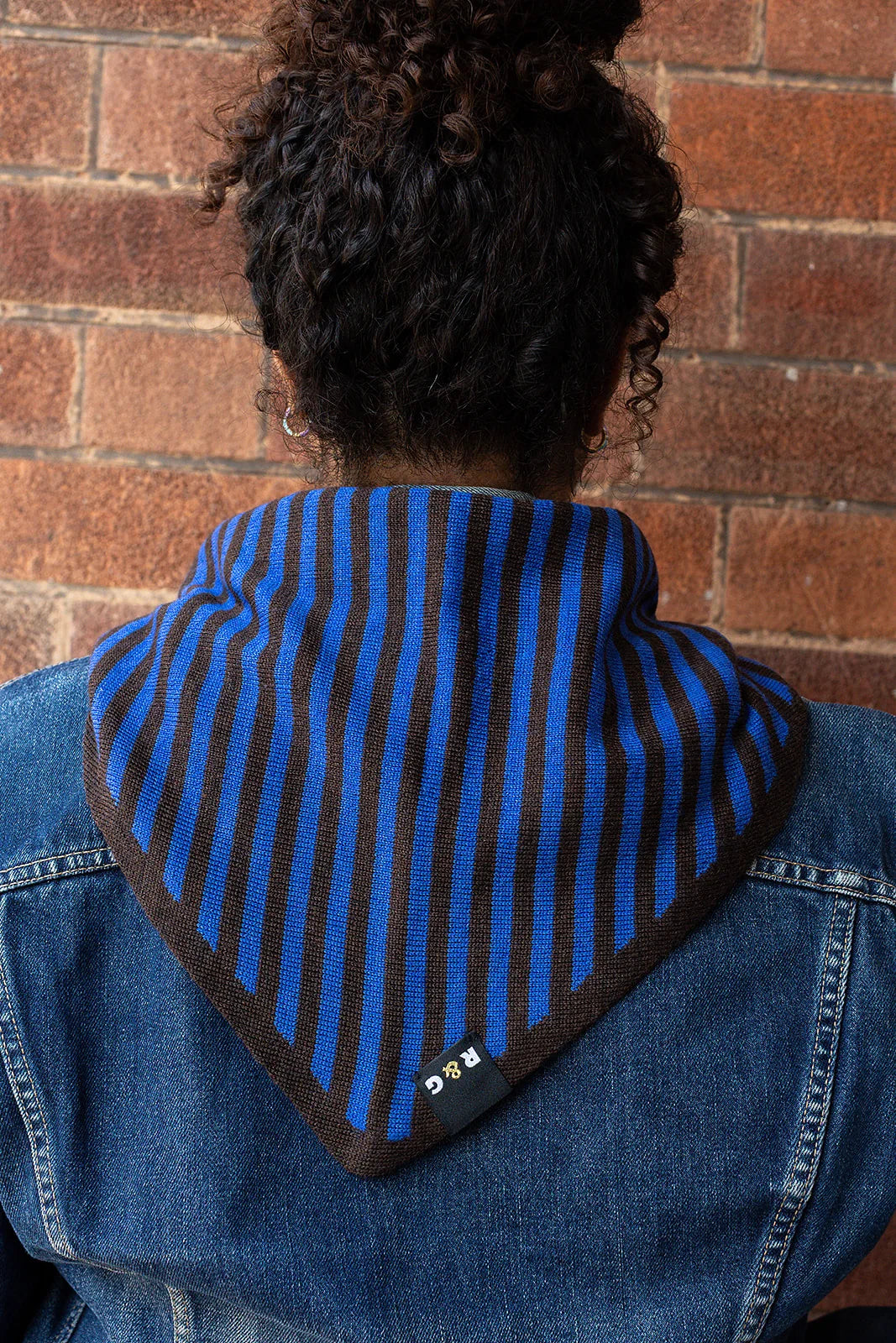 Triangle Scarf - Coffee & Bright Blue