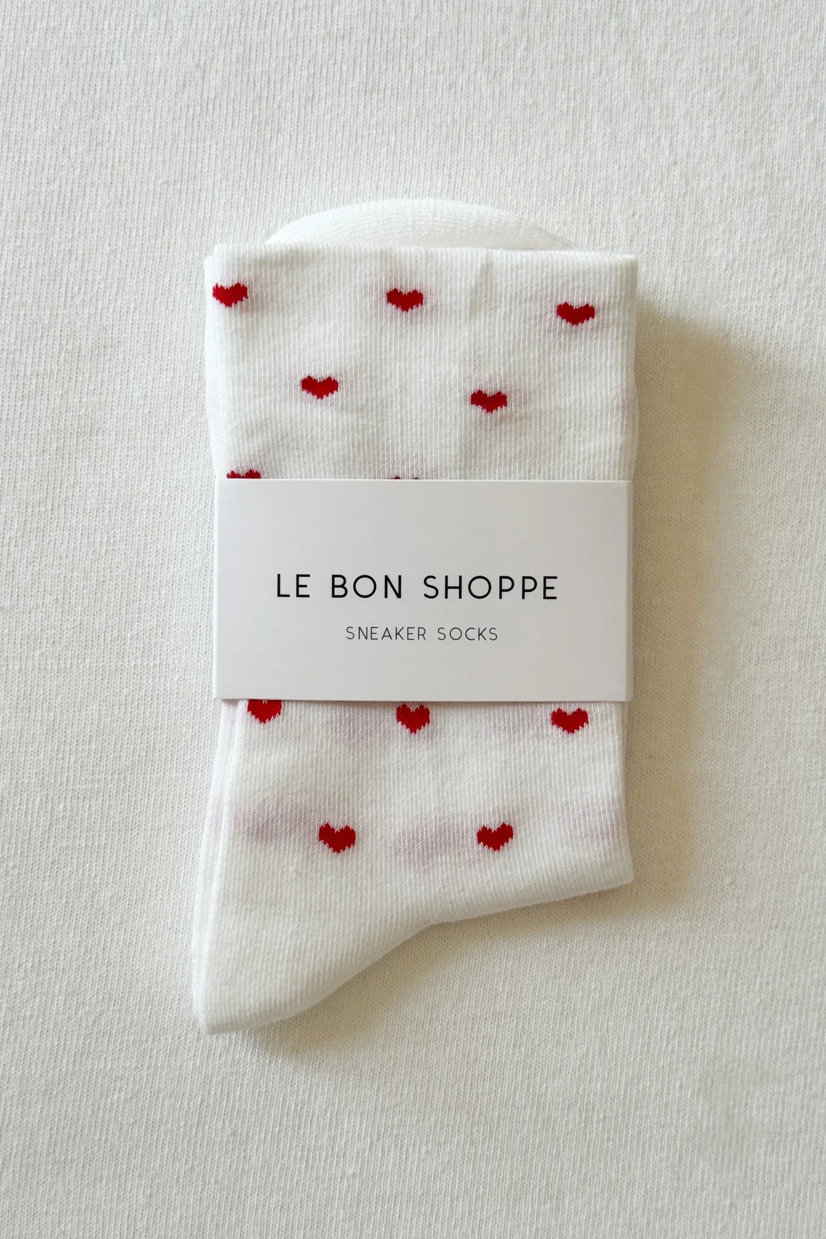 Sneaker Sock - White With Red Hearts