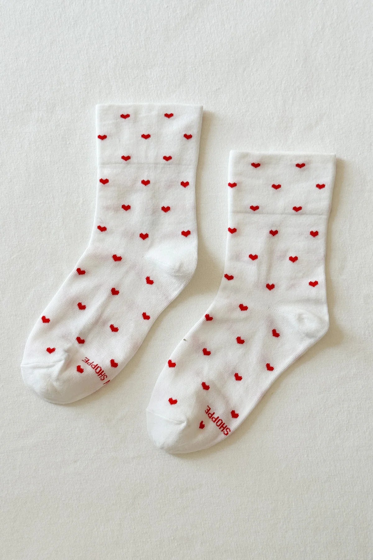 Sneaker Sock - White With Red Hearts