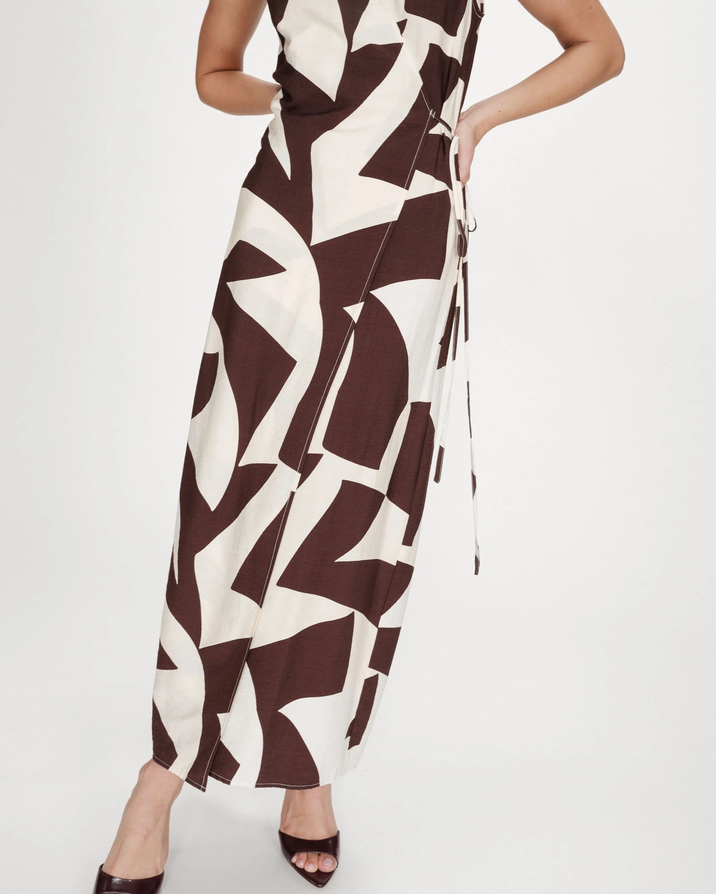 Velline Long Wrap Dress - Chocolate