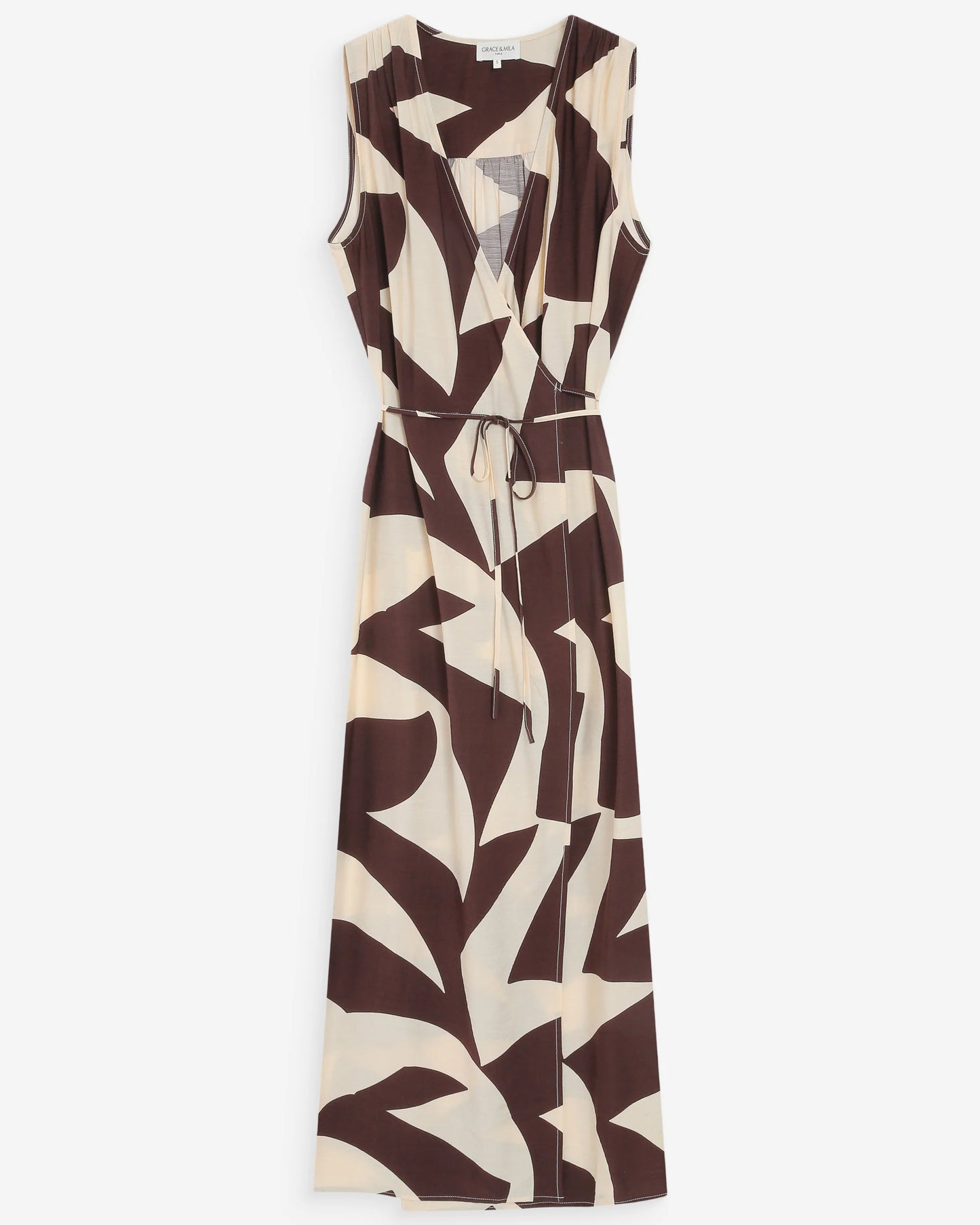 Velline Long Wrap Dress - Chocolate