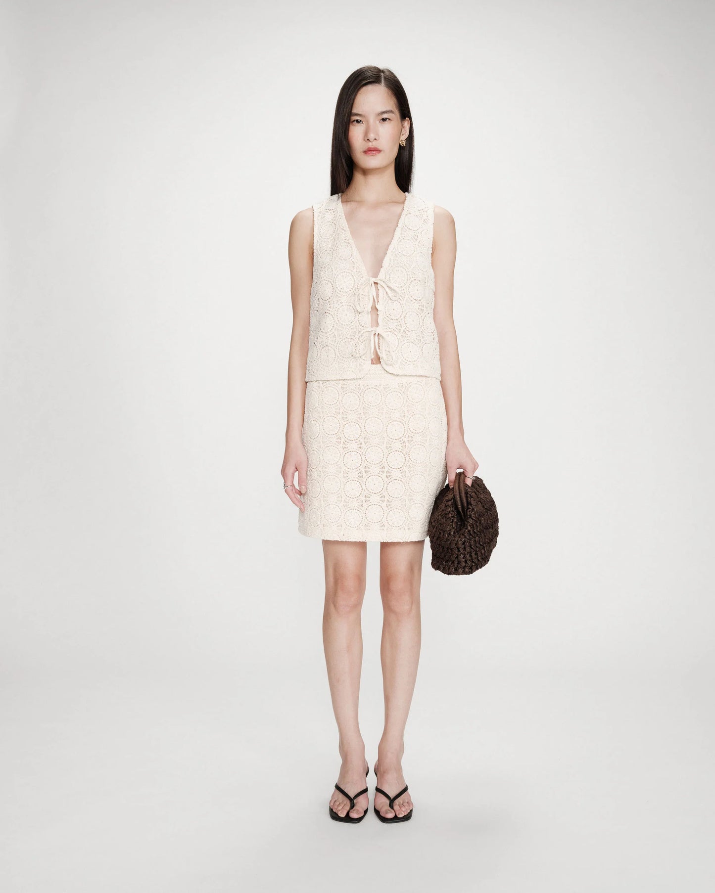 Victora Short Crochet Skirt - Ecru