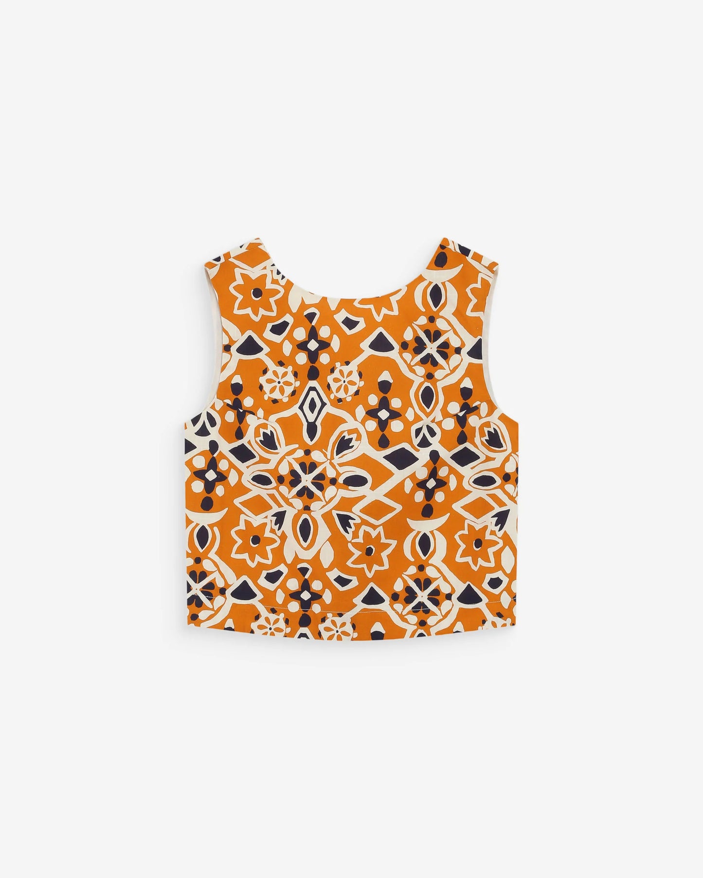 Venise Straight Printed Top - Cognac