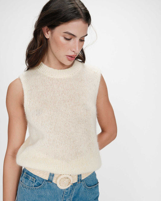 Vollo Sleeveless Sweater - Vanilla
