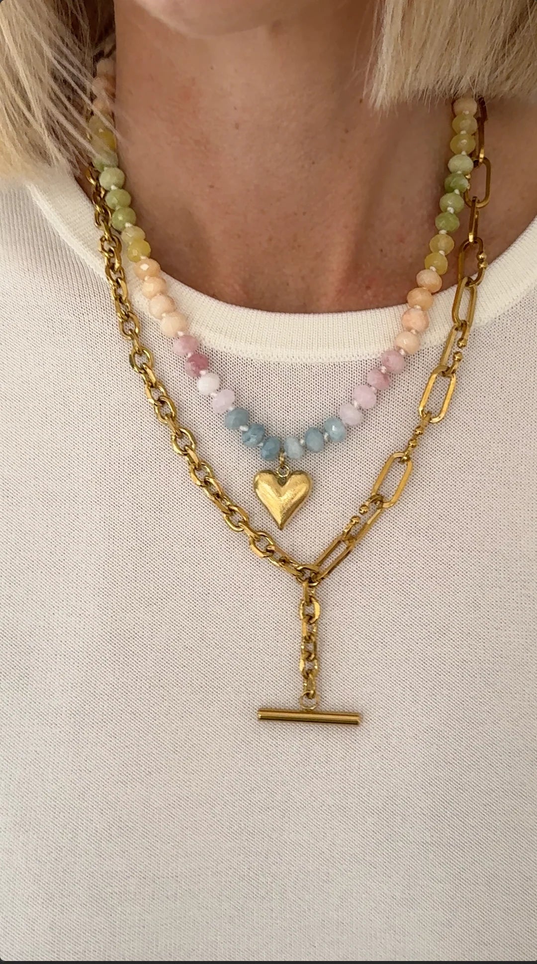 Claudia T Bar Necklace - Gold