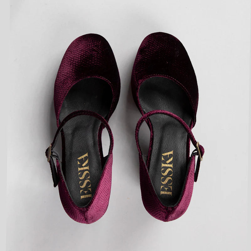 Viv Velvet High Heel Shoe - Plum