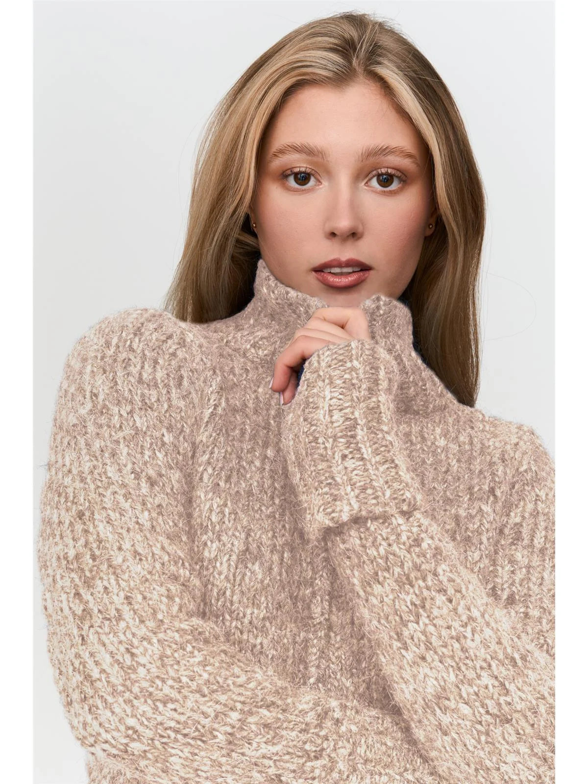 Chunky Zip Cardigan - Beige