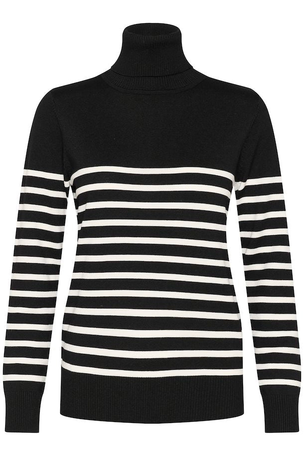 MilaSZ Rollneck Pullover - Black With Stripes