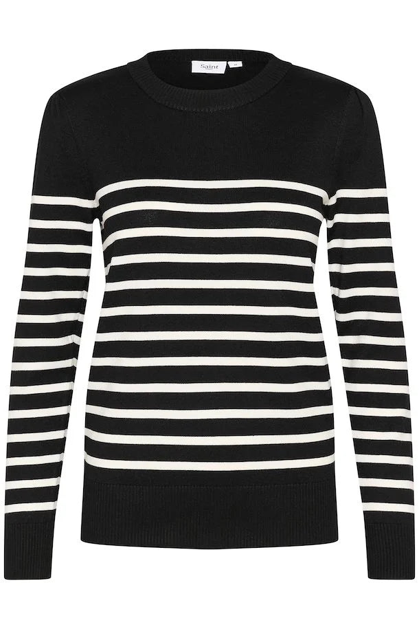 MilaSZ Long Sleeve Striped Pullover - Black