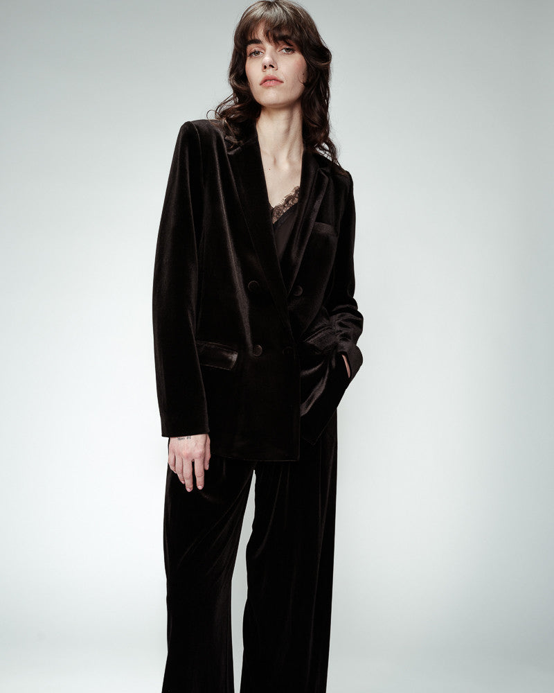 Odile Velvet Blazer - Black