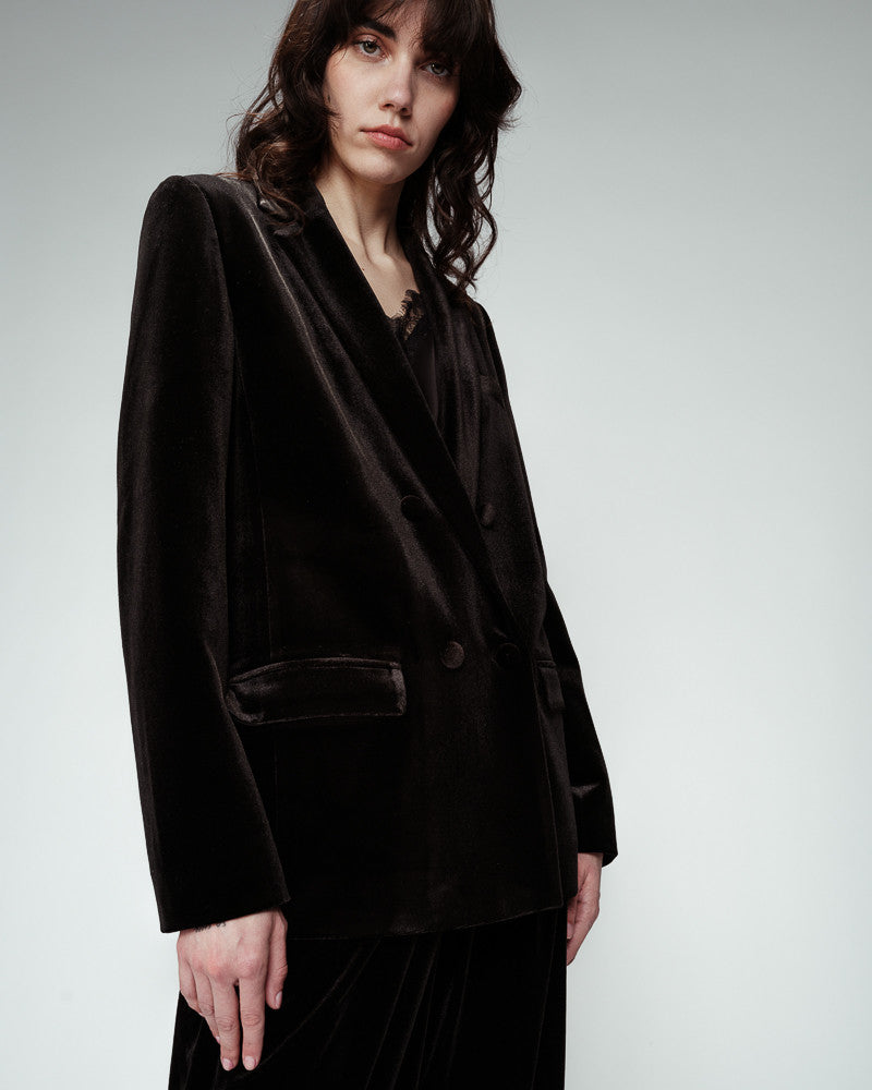 Odile Velvet Blazer - Black