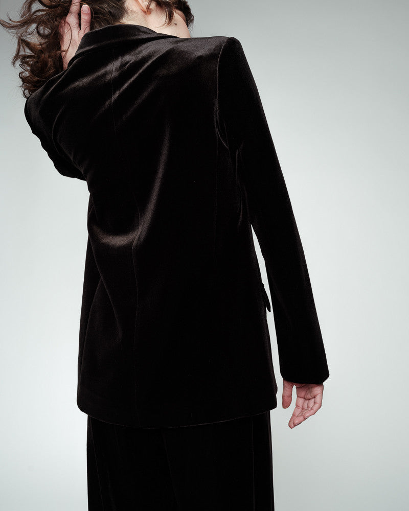 Odile Velvet Blazer - Black