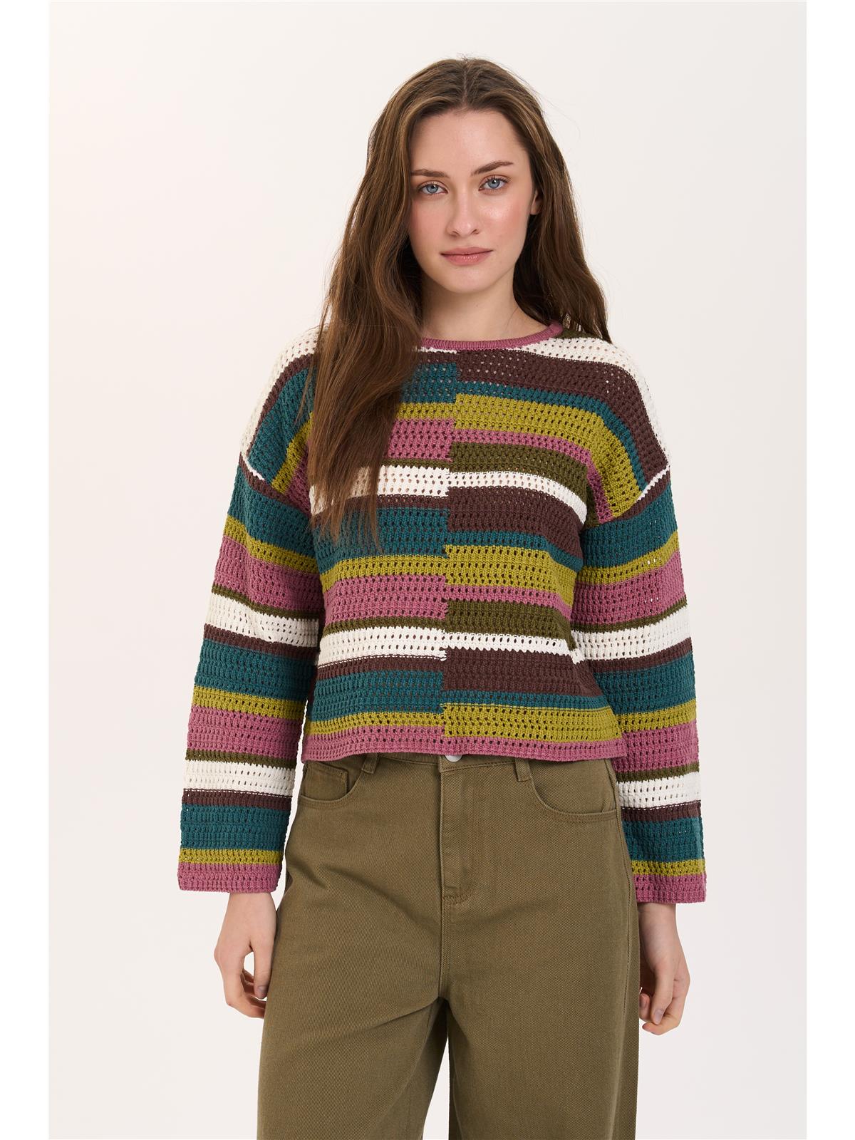 Autumn Crochet Jumper - Greens