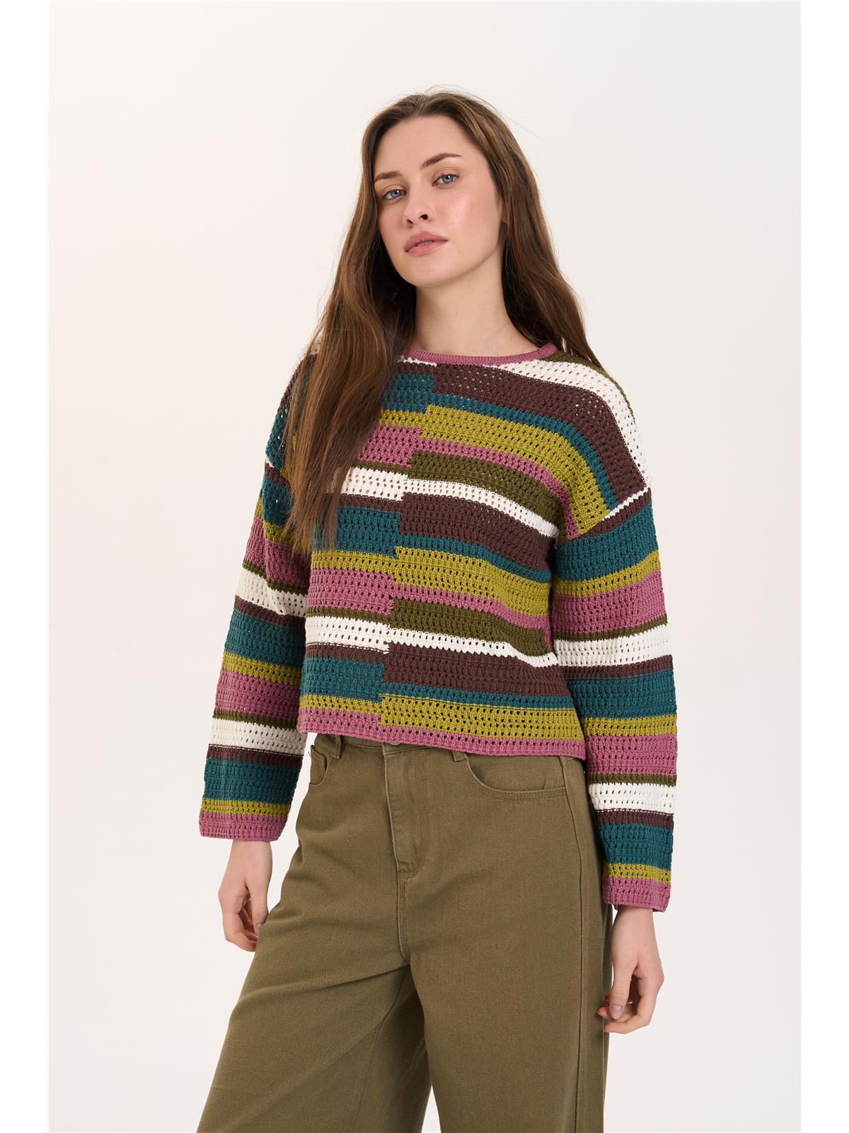 Autumn Crochet Jumper - Greens