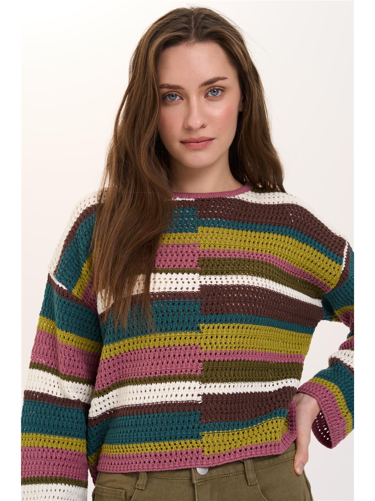 Autumn Crochet Jumper - Greens