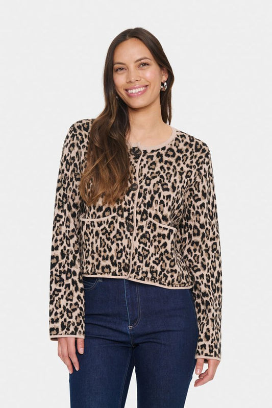LydiaSZ Cardigan - Black Leopard Jacquard