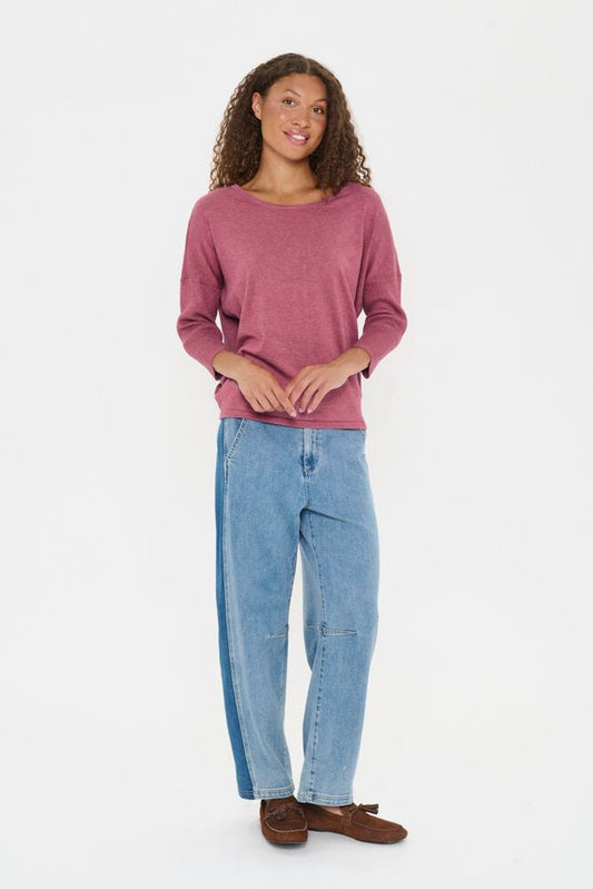MilaSZ Round Neck Pullover -Red Violet Melange