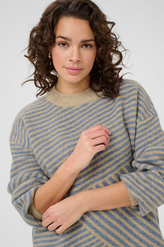 KAverana Knit Pullover - Feather Grey Melange / Windward Blue
