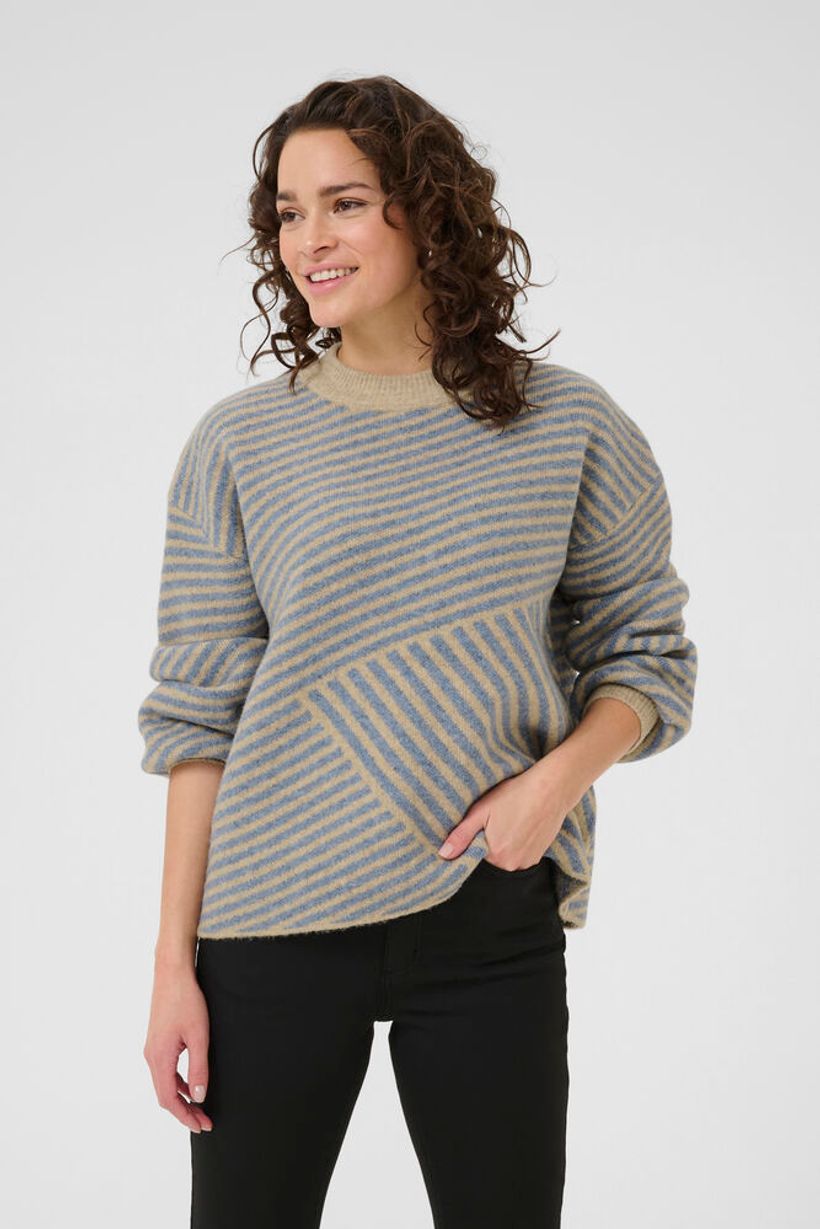 KAverana Knit Pullover - Feather Grey Melange / Windward Blue