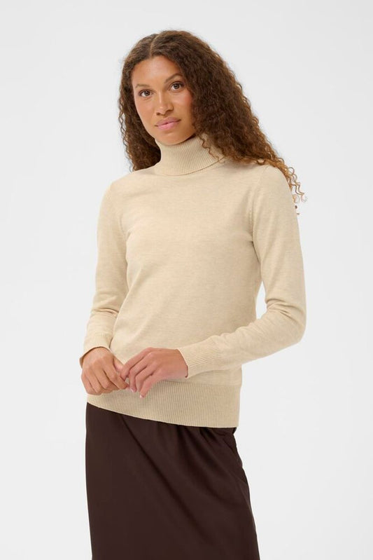 MilaSZ Rollneck Pullover - Brown Rice Melange