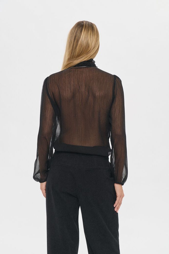 LiljaSZ Crinkle Long Sleeve Shirt - Black