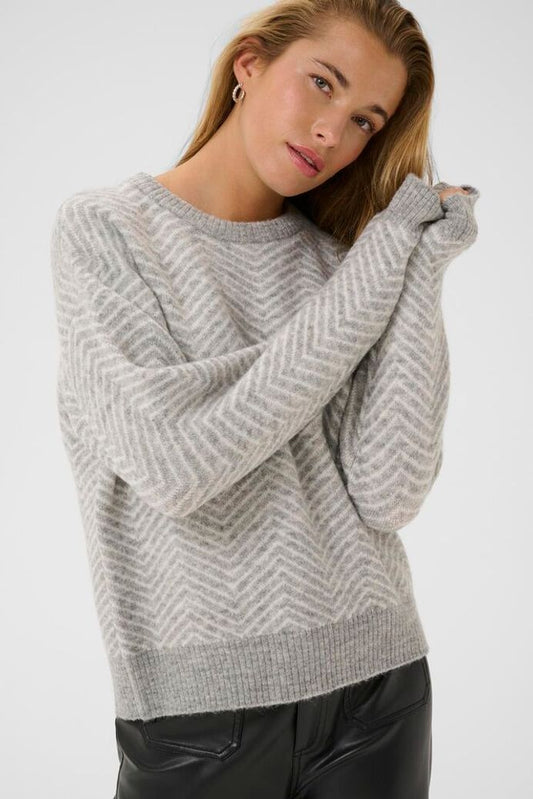 KAbitzy Pullover  - Grey Melange / Chalk Zig Zag