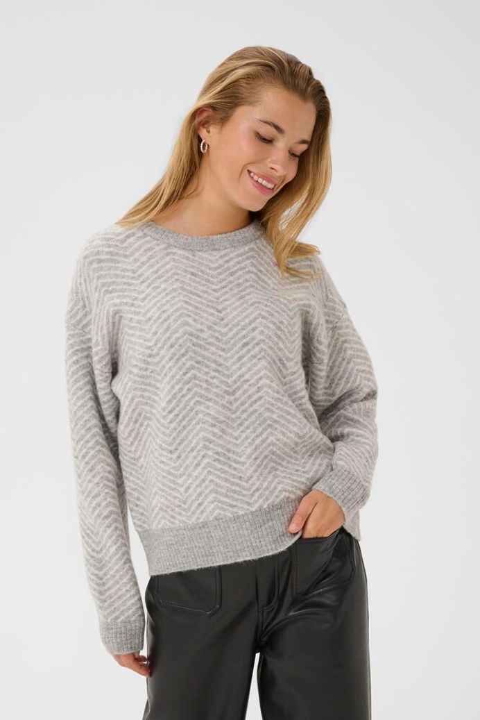 KAbitzy Pullover  - Grey Melange / Chalk Zig Zag