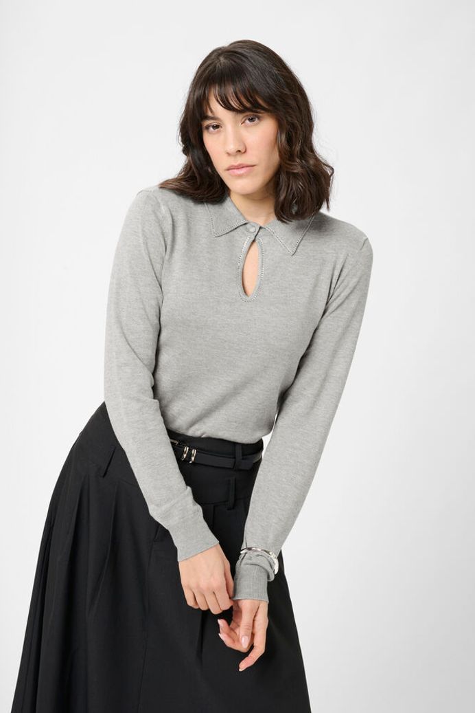 KAjada Polo Pullover - Grey Melange